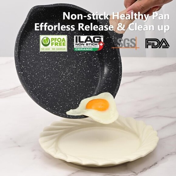 8 inch Nonstick  Frying Pan Granite Stone Coating Cookware Nonstick Omelette - Picture 3 of 8